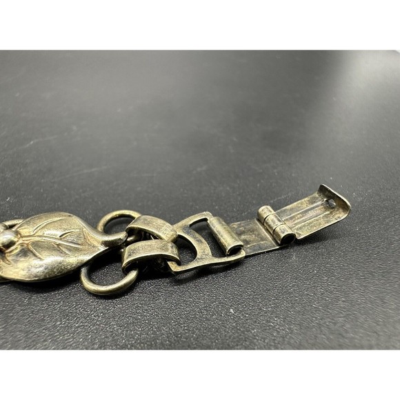 Vintage Signed Raleigh Sterling Silver Rose Yellow GF Floral 6.5” Bracelet 16G - Picture 9 of 13